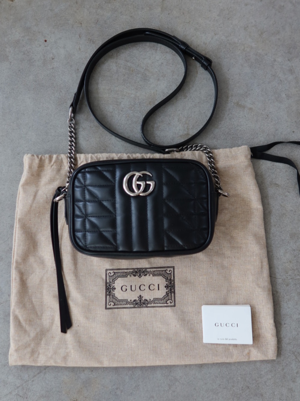 Gucci Black Quilted Leather Small Crossbody with Double G